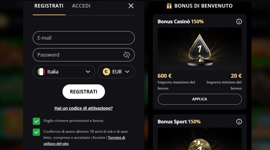 Registrati su Lex Casino