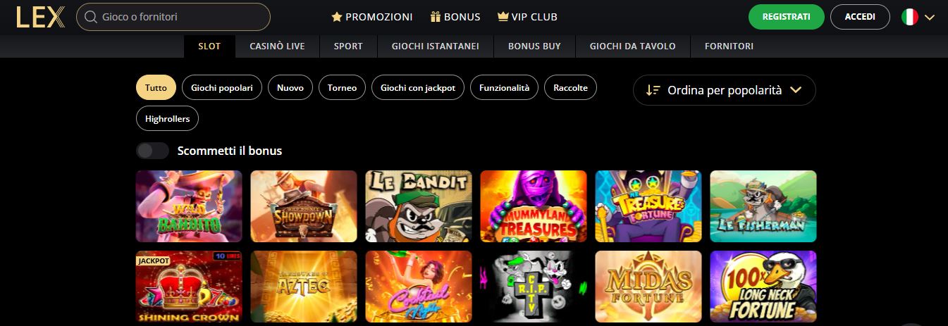 Sfoglia slot per popolarità